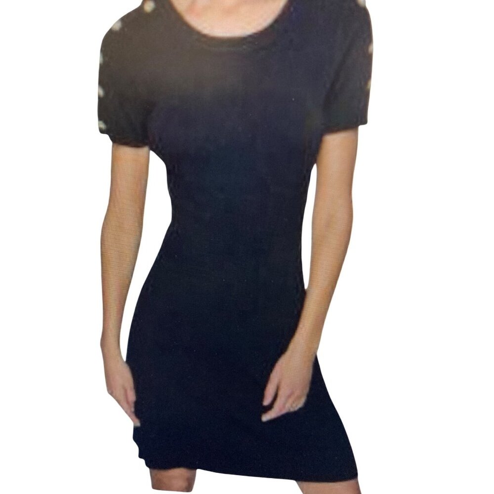 KARL LAGERFELD PARIS WOMENS RIBBED EMBELLISHED-BUT BLACK L  NWT